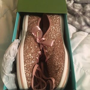 Kate Spade rose gold glitter Keds